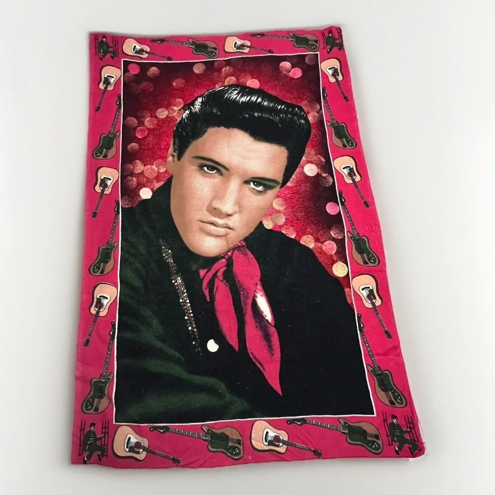 Vintage‎ Elvis Presley Velvet Tapestry Wall Hanging Guitar Border 33